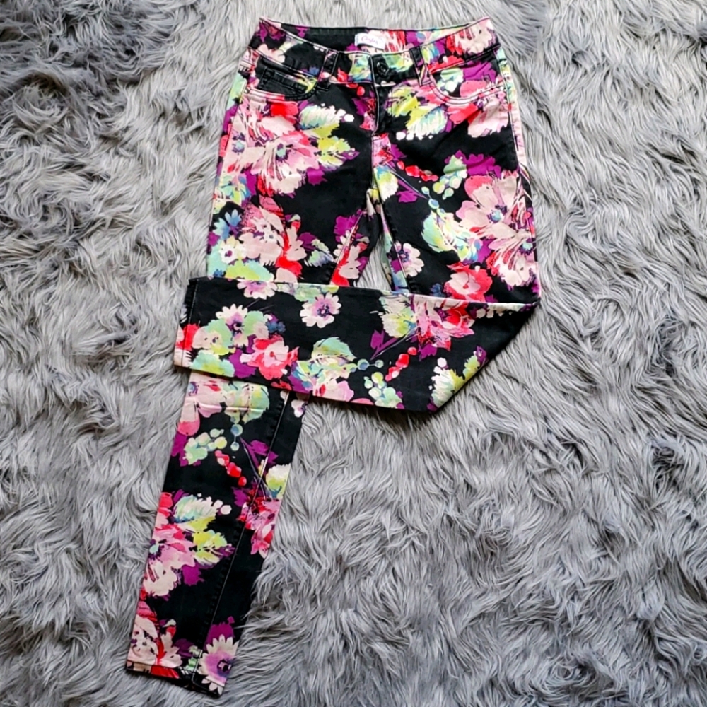 Floral Pattern Skinny Jeans